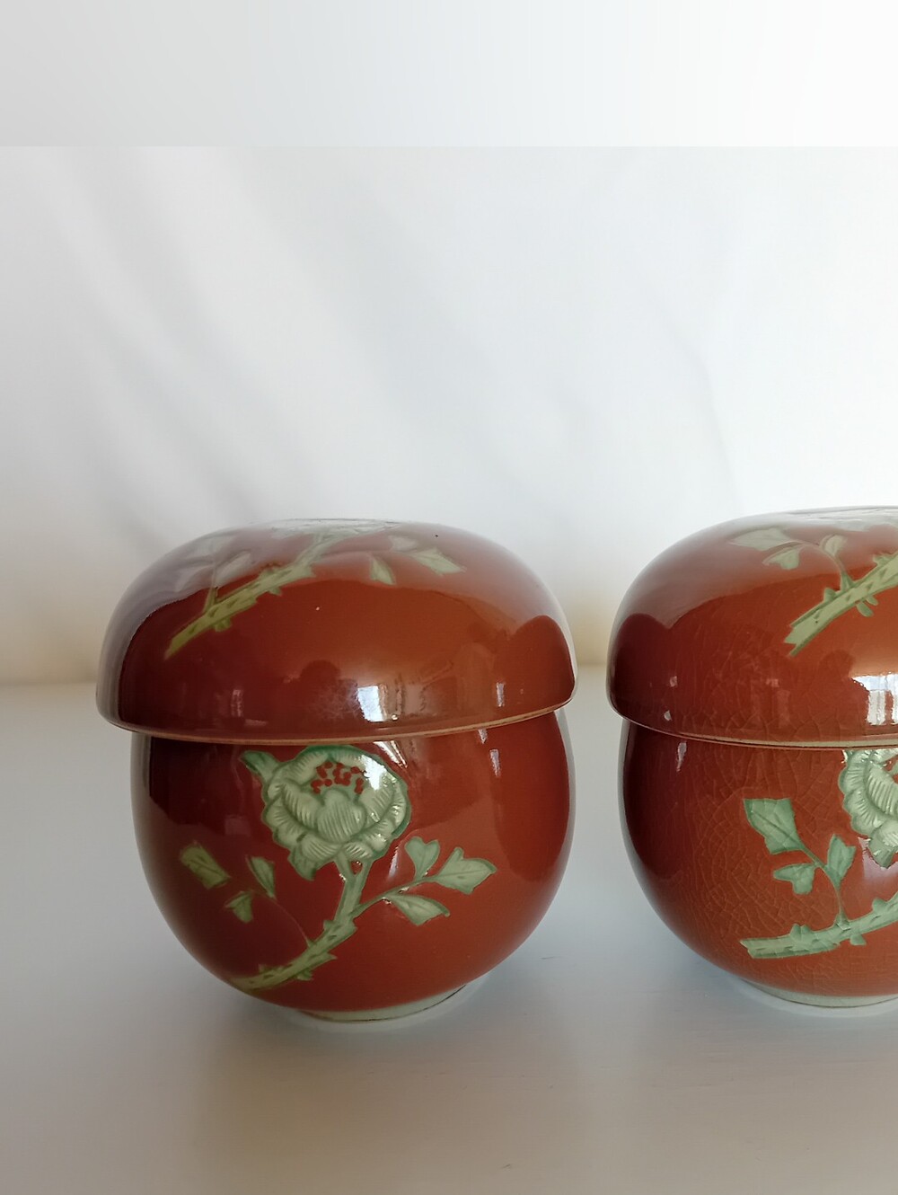 Vintage Kim Pan Ki Korean Celadon Glazed Floral Tea Cup Infuser Lid Set Signed